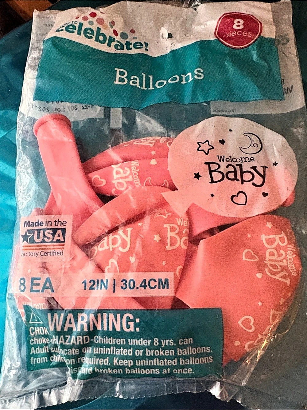 Celebrate It Balloons Pink & Teal 8-Piece NWT